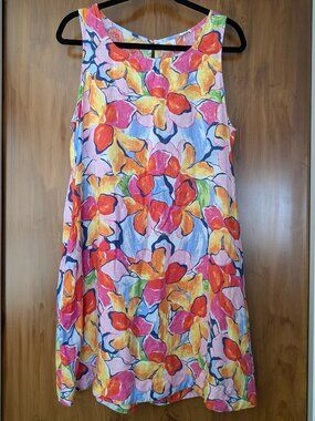 C&C California sleeveless tropical linen dress